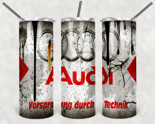 "Audi" szívószálas fémpohár zárható tetővel 600ml