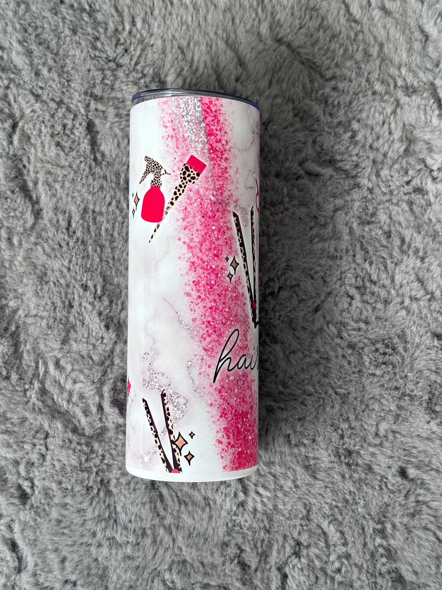 "Hair stylist" szívószálas fémpohár zárható tetővel 600 ml🎀