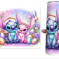 Húsvéti Stitch mintás szívószálas fémpohár zárható tetővel 600 ml🎀