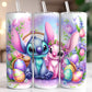 Húsvéti Stitch mintás szívószálas fémpohár zárható tetővel 600 ml🎀