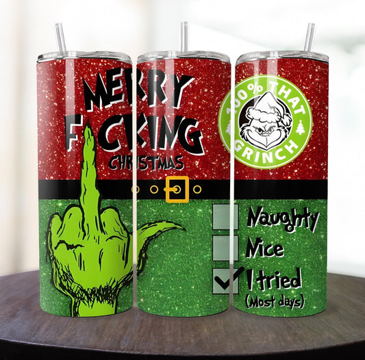 “Merry F*cking “ Grinch termosz fémpohár zárható tetővel 600 ml ❄️