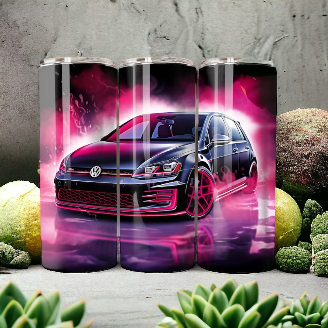 Volkswagen szívószálas fémpohár zárható tetővel 600 ml 🎀