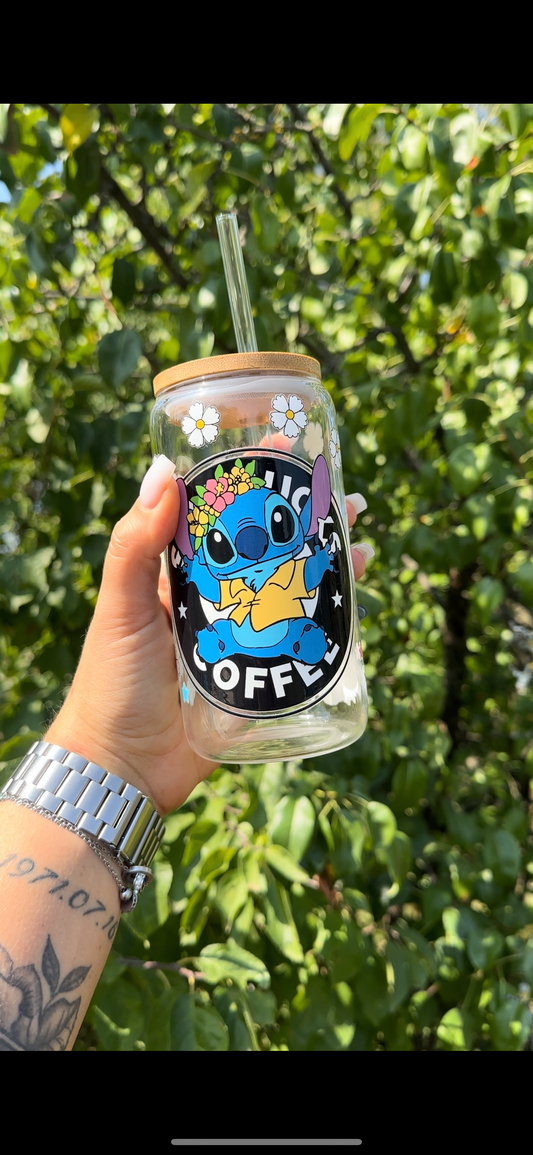 Bambusz tetővel ellátott Stitch pohár 🌸