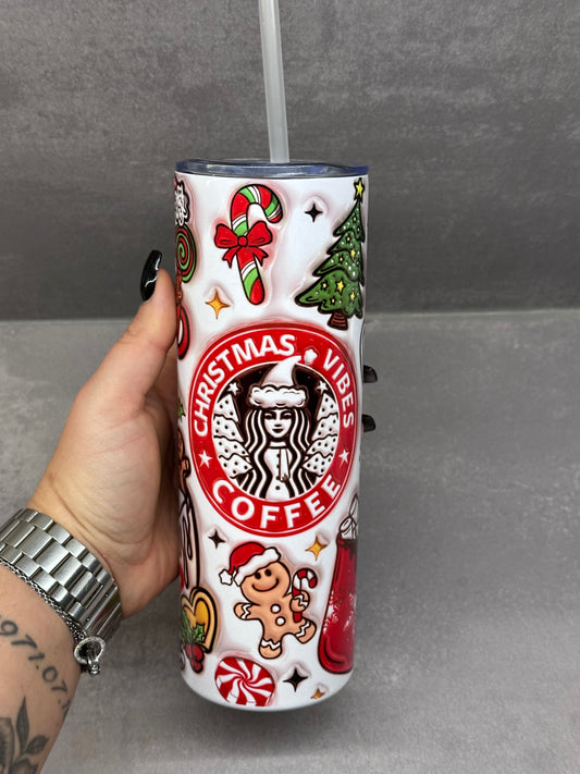 “Christmas Vibes Coffee” termosz fémpohár zárható tetővel 600 ml🌲❄️