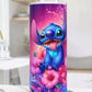 Stitch mintás szívószálas fémpohár zárható tetővel 600 ml 🎀